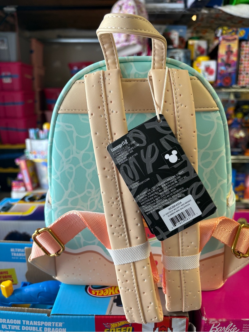 Nwt Loungefly Kids Mini Backpack in Mint with Mickey & Minnie Fruit Patches - Picture 3 of 4
